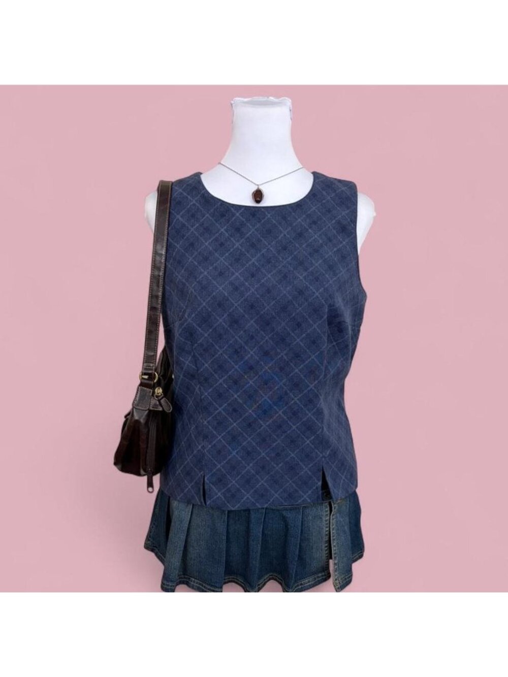 90s plaid office siren top